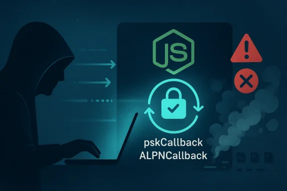 Illustration of a programmer with a laptop, showing system icons for warnings and cybersecurity alerts.