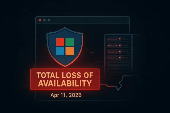 Cyber security-themed graphic showing a shield, servers, and the warning “TOTAL LOSS OF AVAILABILITY.”