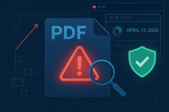 Cybersecurity-themed image showing a PDF document with a warning alert and a green shield checkmark.