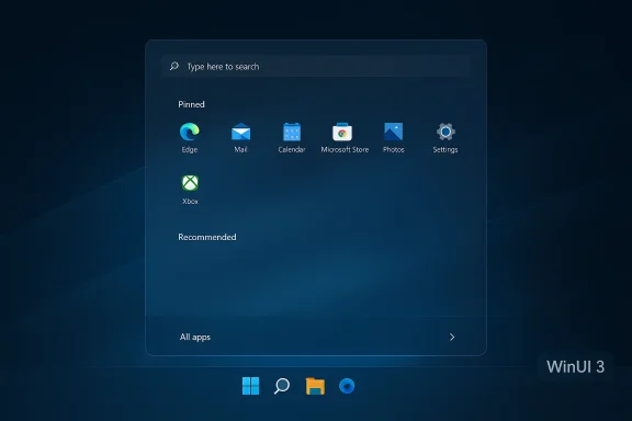 Windows 11 Start menu open with pinned apps like Edge, Mail, Calendar, and Settings.