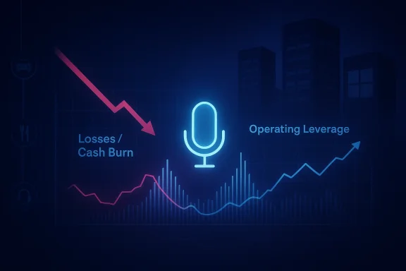 Neon chart shows cash burn losses declining while operating leverage rises.
