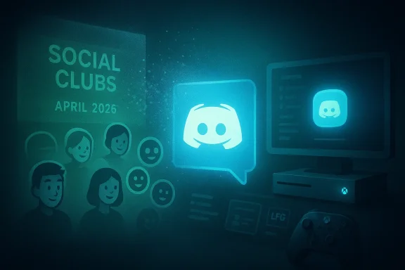 Neon gaming social hub with chat icons and “SOCIAL CLUBS” text on a teal screen.