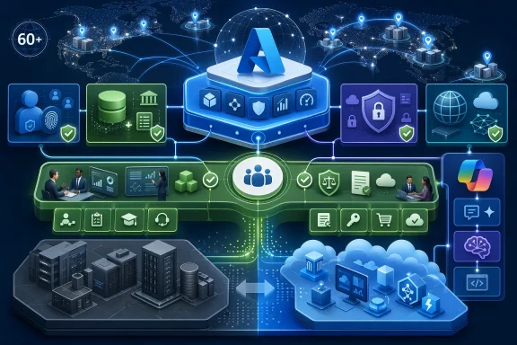 Digital networking illustration with cloud, blockchain, security icons, and a central AI “A” symbol over world map.