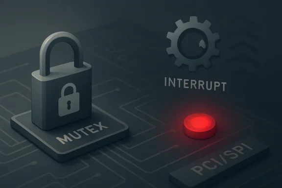 A locked “MUTE” button and a flashing “INTERRUPT” gear icon on a digital interface.