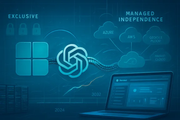 AI and cloud computing themed graphic with Azure/AWS icons and a laptop display, highlighted in blue.