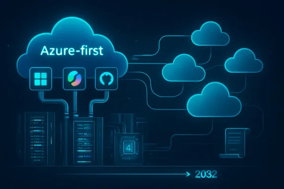 Azure-first cloud network diagram with icons, connections, and glowing server UI.