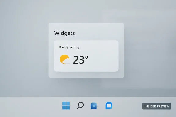 Weather widget showing “Partly sunny” with a 23° temperature.
