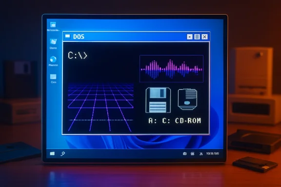Colorful monitor screen showing a programming/diagnostics interface with graphs, waveform, and disk icons.