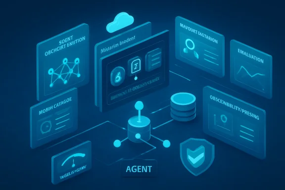 Futuristic blockchain network of interconnected glowing screens and database nodes.