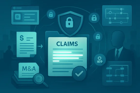 Digital claims form secured by a shield icon with encrypted network and verification elements.