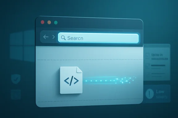Glowing website search page with code-file icon and cursor suggesting software or programming security.