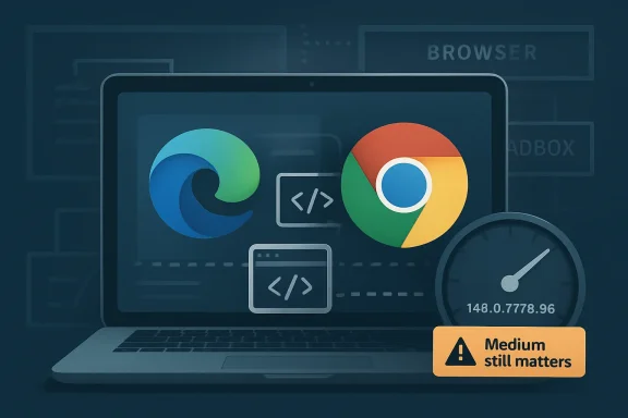 A laptop screen shows Chrome and warning icons with “Medium still matters.”