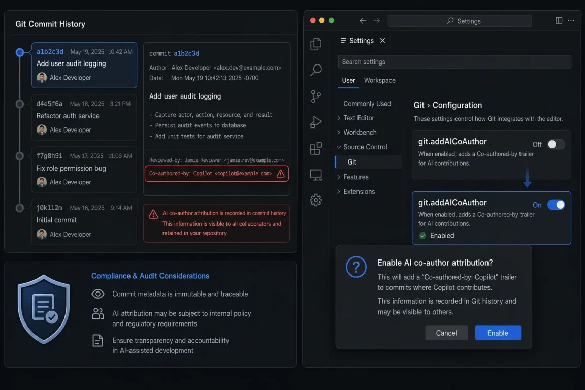 VS Code Copilot “Co-authored-by” Default On—Attribution Crisis