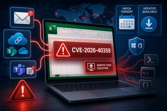 A laptop shows a CVE security warning with “Remote Code Execution” icons and update/patch alerts.