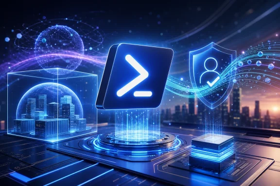 Futuristic digital platform showing a play icon, secure shield, and cloud city data on a glowing server.