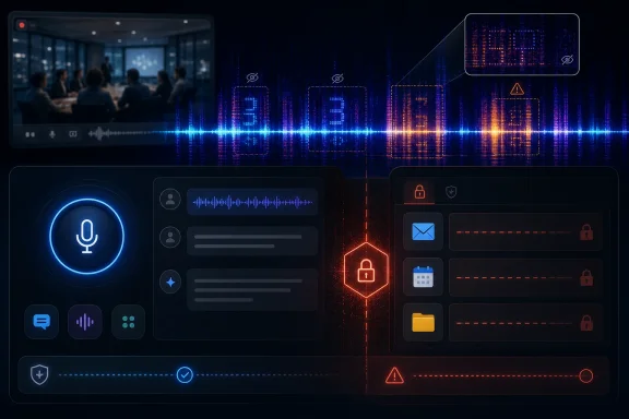 Futuristic cybersecurity dashboard with glowing waveforms, locked icons, and a server-code visualization.