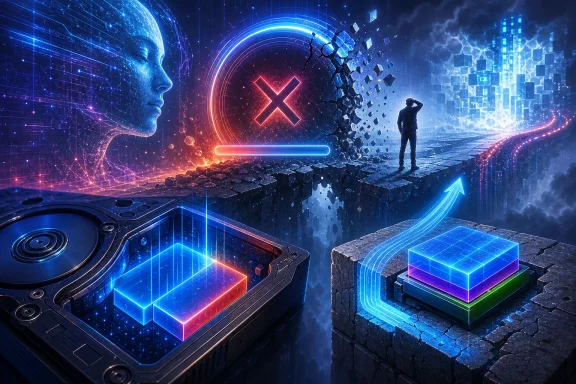 Futuristic cyber battle scene with glowing cubes, neon UI lines, and a large red “X” portal.