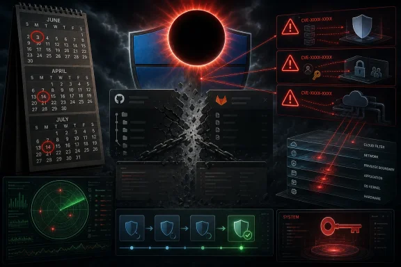 Futuristic cybersecurity dashboard with calendars, glowing data hub, and network access warning diagrams.
