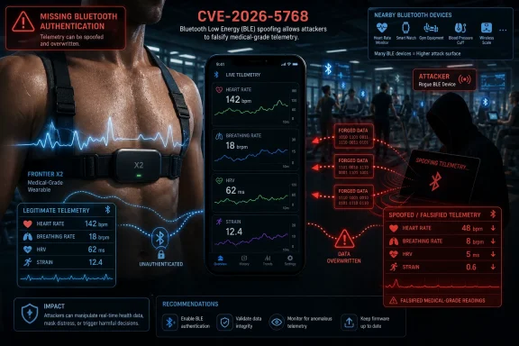 Infographic shows Bluetooth BLE medical telemetry being spoofed, forging heart-rate data in a lab setting.