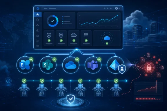 Glowing cloud and security network dashboard showing connected services, synced data, and protected access.