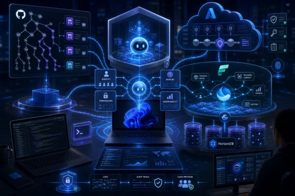 Futuristic AI cloud security dashboard with identity, permissions, monitoring, and databases in blue holographic UI.