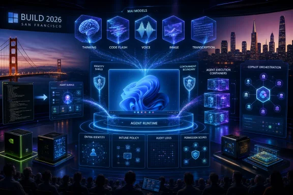 Tech conference stage showing AI agent runtime system diagrams at Build 2026 San Francisco. Tech conference stage showing AI agent runtime system diagrams at Build 2026 San Francisco.