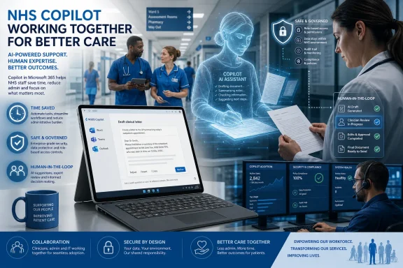 Healthcare staff use an AI “Copilot” assistant in a hospital setting, promoting safe, human-in-the-loop support.