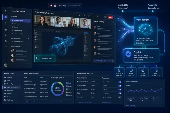 A futuristic dashboard showing team workspace, meeting transcripts, and AI copilots for project collaboration.