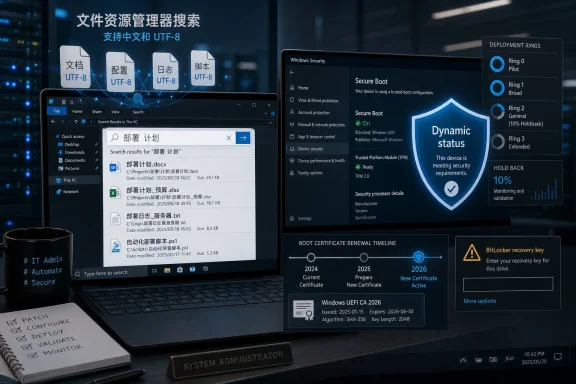 企业服务器界面展示UTF-8文件资源管理与Windows安全启动“动态状态”监控信息。