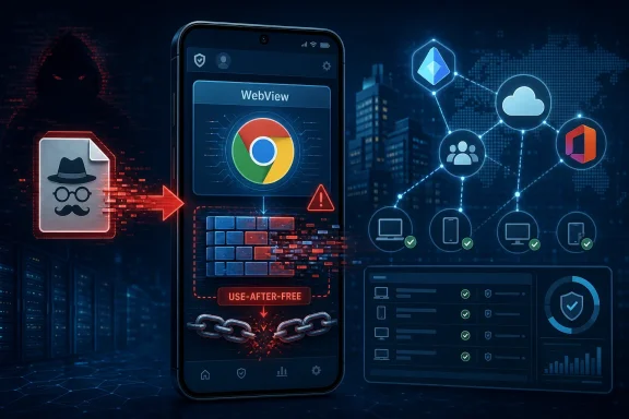 Futuristic cybersecurity concept showing a phone, browser UI, and cloud network icons in a city data stream.