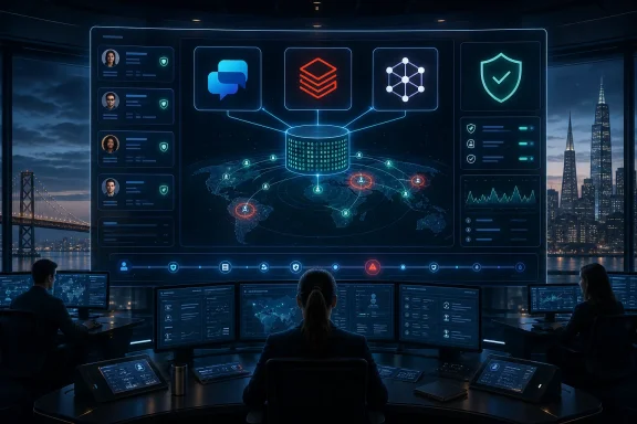 Security analysts monitor global cyber dashboards and alerts in a futuristic operations control room. Security analysts monitor global cyber dashboards and alerts in a futuristic operations control room.