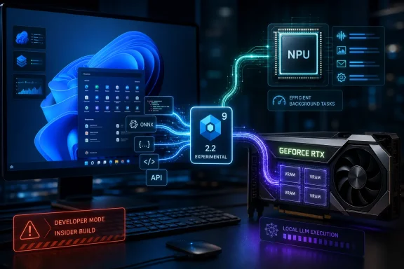 Futuristic workstation shows NPU and AI acceleration overlays beside an NVIDIA GeForce RTX GPU. Futuristic workstation shows NPU and AI acceleration overlays beside an NVIDIA GeForce RTX GPU.