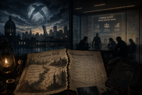 Dramatic city skyline at dusk with a futuristic meeting room, glowing charts, and papers labeled “Creative Risk” and “Spreadsheet Reality.” Dramatic city skyline at dusk with a futuristic meeting room, glowing charts, and papers labeled “Creative Risk” and “Spreadsheet Reality.”