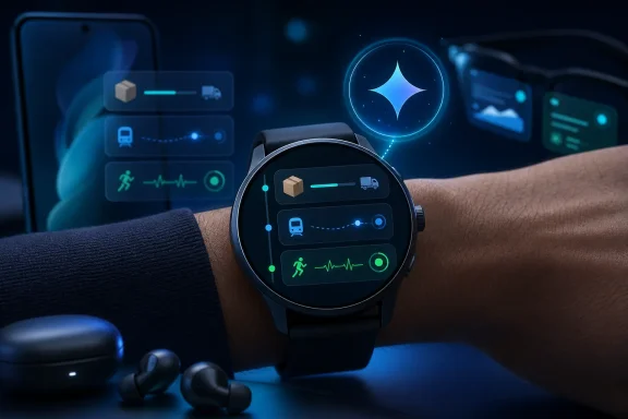 Smartwatch on a wrist displays glowing delivery and health route icons in a blue futuristic interface. Smartwatch on a wrist displays glowing delivery and health route icons in a blue futuristic interface.
