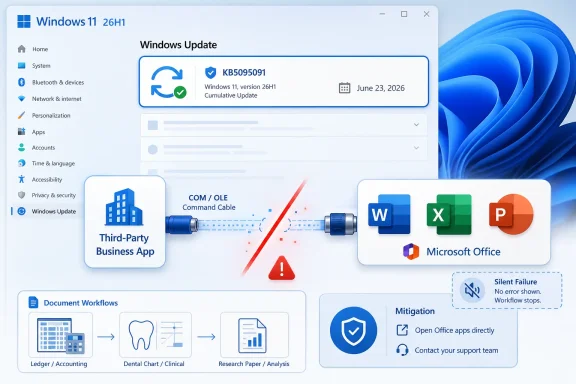 KB5095091 June 2026 Win11: Office OLE Breaks From 3rd-Party Apps