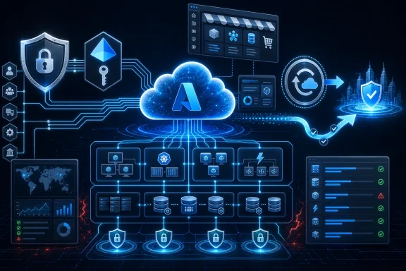 Cloud-based cybersecurity dashboard with AI and shield icons securing networks and data.