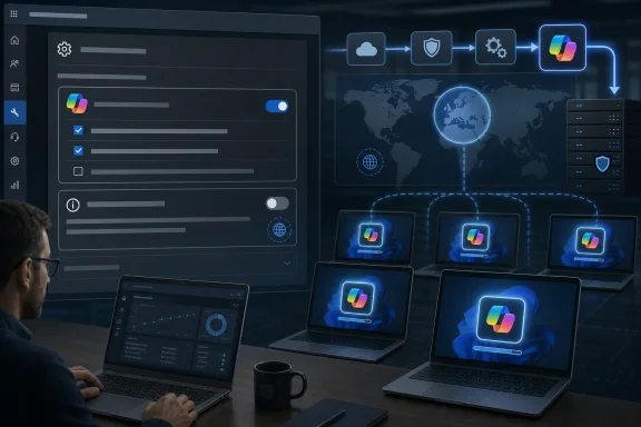 IT manager monitors cloud security workflow on multi-screen dashboards with laptop icons and shield protection.