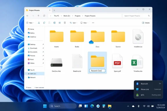 Windows File Explorer showing the “Project Phoenix” folder with document and folder icons. Windows File Explorer showing the “Project Phoenix” folder with document and folder icons.