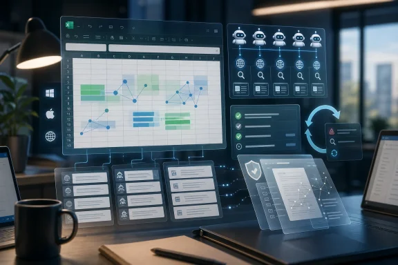 Office screens show analytics dashboards, charts, and automated bots in a data-driven software workflow. Office screens show analytics dashboards, charts, and automated bots in a data-driven software workflow.