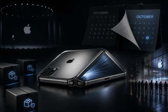 Futuristic Apple event stage with glowing phone concept devices and “September/October” calendars in darkness. Futuristic Apple event stage with glowing phone concept devices and “September/October” calendars in darkness.