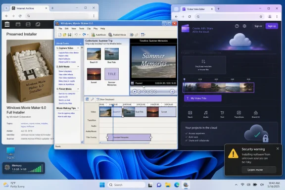 Screenshot of Windows Movie Maker 6.0 editing a “Summer Memories” video on a Windows desktop.