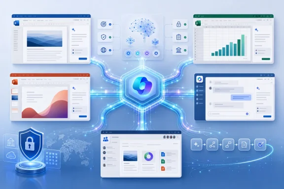 Microsoft Copilot connects Word, Excel, PowerPoint, chat, analytics, collaboration, and security tools. Microsoft Copilot connects Word, Excel, PowerPoint, chat, analytics, collaboration, and security tools.