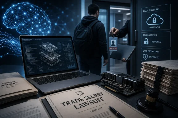 An employee exits as a revoked badge, secured laptop, and trade secret lawsuit signal a data breach.