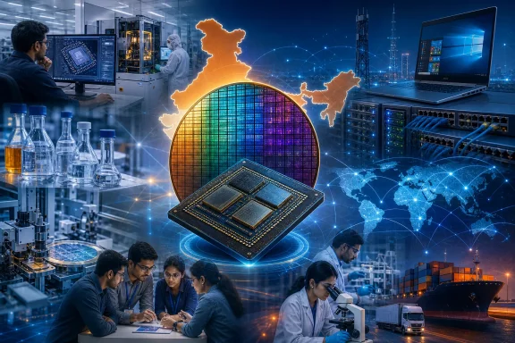 A futuristic collage showcases India's semiconductor industry, from chip fabrication and research to global tech logistics. A futuristic collage showcases India's semiconductor industry, from chip fabrication and research to global tech logistics.