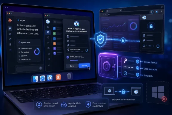 Futuristic laptop interface showing AI agent permissions, encryption, and secure session-based access. Futuristic laptop interface showing AI agent permissions, encryption, and secure session-based access.