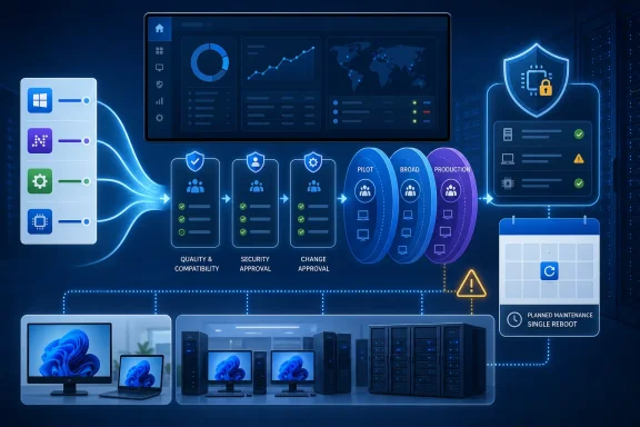 IT change-management workflow showing approvals, staged rollout, monitoring, and planned maintenance. IT change-management workflow showing approvals, staged rollout, monitoring, and planned maintenance.