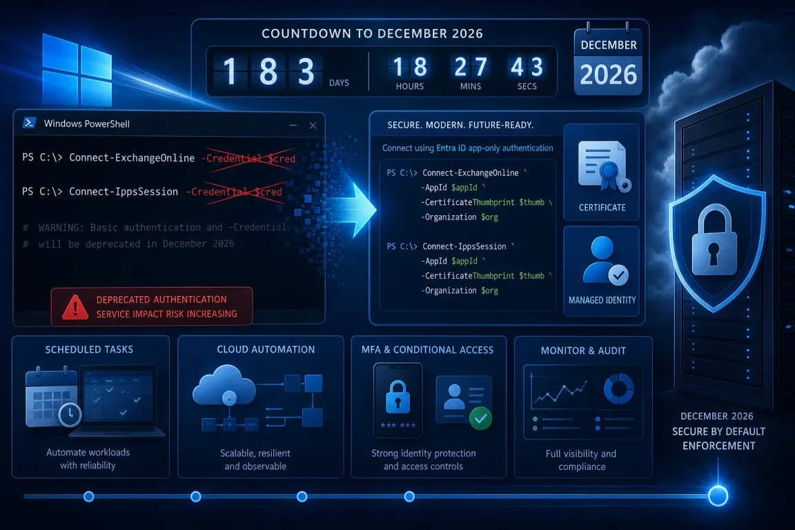 Exchange Online PowerShell -Credential Retirement to Dec 2026