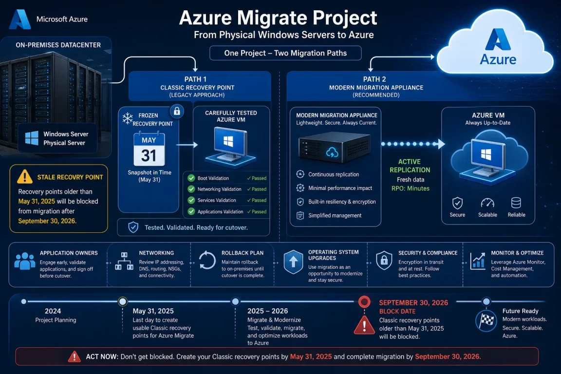 Azure Migrate Classic: Cut Over or Re-Replicate by Sep 30, 2026