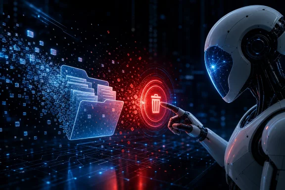 Futuristic robot scanning digital folders as red and blue data streams burst from a holographic icon. Futuristic robot scanning digital folders as red and blue data streams burst from a holographic icon.
