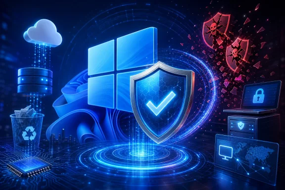 Futuristic cloud and server network secured by a glowing shield, with ransomware skull alerts on the side. Futuristic cloud and server network secured by a glowing shield, with ransomware skull alerts on the side.